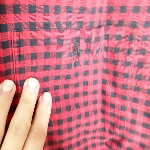 Ralph Lauren Button-Down Shirt Gingham Long Sleeve Collared Red Black Size XL - Picture 4 of 8